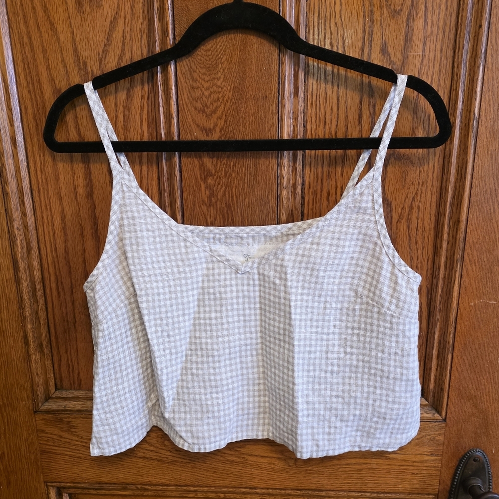 Not Perfect Linen Cami Crop Tank, Medium